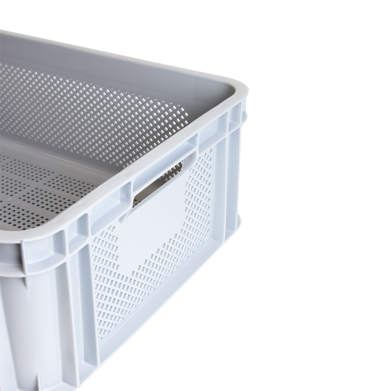 Finely perforated reinforced crate with handles 545 x 390 mm - 30 L and 45 L - 2 colours