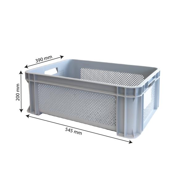 Finely perforated reinforced crate with handles 545 x 390 mm - 30 L and 45 L - 2 colours