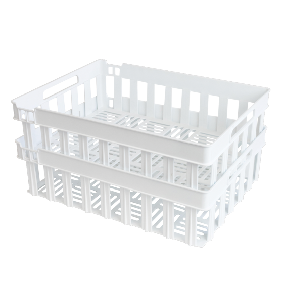 Stackable nestable openwork crate 400 x 300 x 120 mm - 13 L - 2 colours