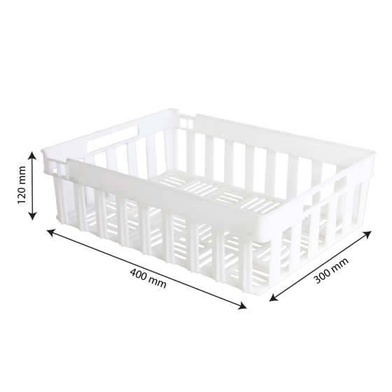 Stackable nestable openwork crate 400 x 300 x 120 mm - 13 L - 2 colours