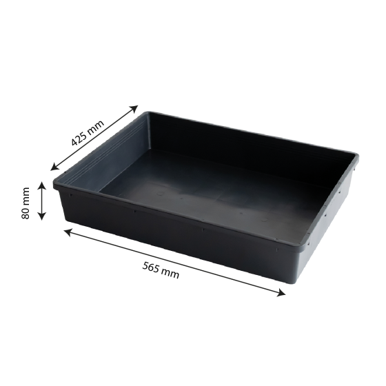 Eco-sustainable full seedling tray 565 x 425 x 80 mm - 15 L - black