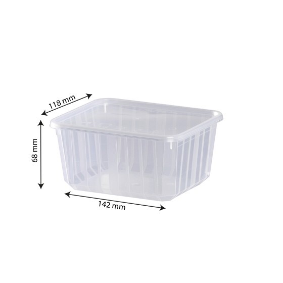 Food-grade plastic container with lid Carty - pack of 25 - 3 formats