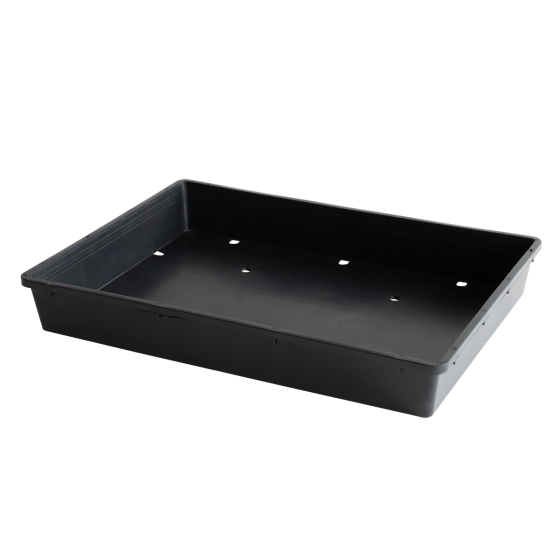 Eco-sustainable seedling tray with holes 565 x 425 x 80 mm - 15 L - black