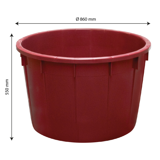 Baquet rond renforcé - de 110 L à 500 L - bordeaux