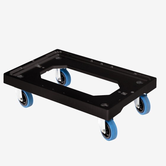 4 silent pivoting wheel dolly -  steel wheel housing - black