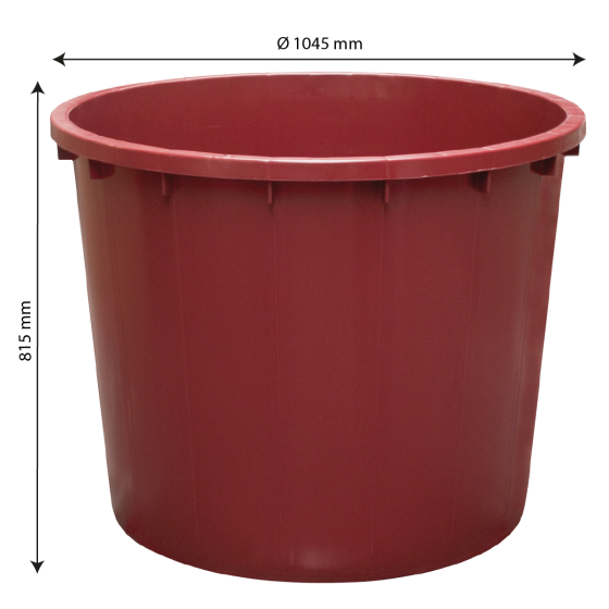 Baquet rond renforcé - de 110 L à 500 L - bordeaux