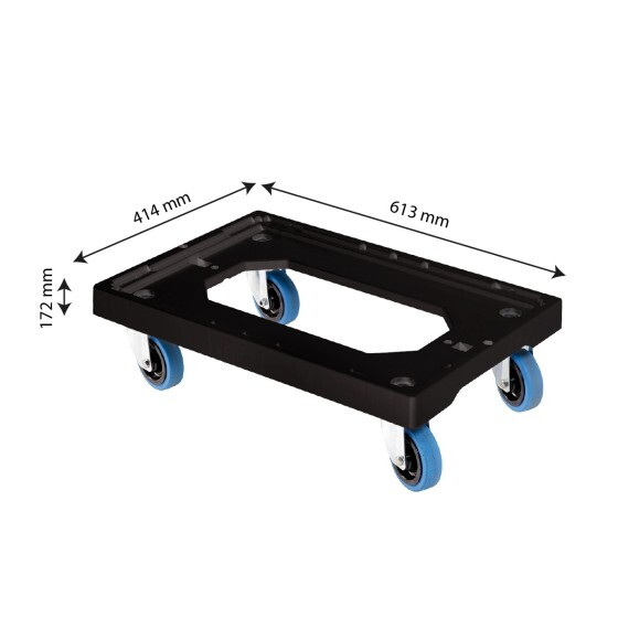 4 silent pivoting wheel dolly -  steel wheel housing - black