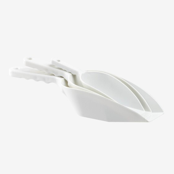 Pelle alimentaire plastique doseuse à fond plat - 3 formats (11, 26 et 45 cl) - blanc