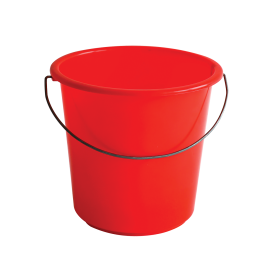 Lightweight round bucket with steel handle - 5 L - red