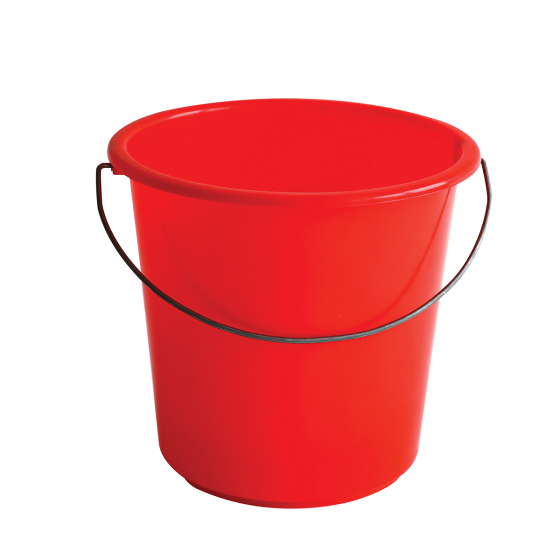 Lightweight round bucket with steel handle - 5 L - red