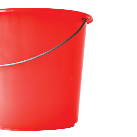 Lightweight round bucket with steel handle - 5 L - red