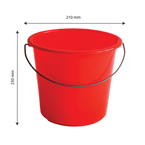 Seau rond léger avec anse acier - 5 L - rouge