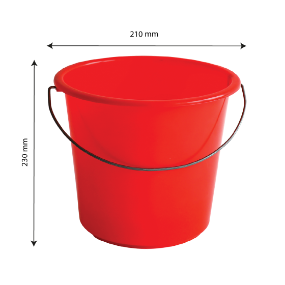 Lightweight round bucket with steel handle - 5 L - red