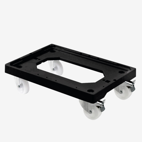 4 pivoting wheel dolly - steel wheel housing + 2 brakes