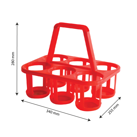 Basket for Bottles 6 x 1 L - Red