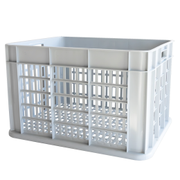 Reinforced perforated crate with 2 handles stackable 600 x 460 x 380 mm - 80 L - grey