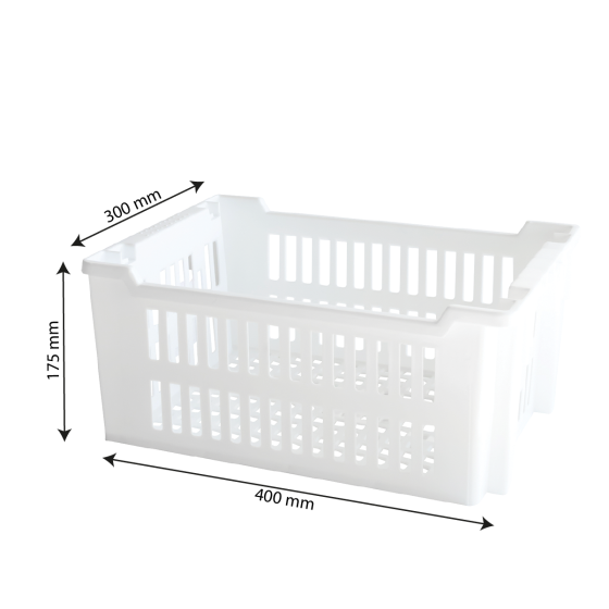 Stackable nestable openwork crate 400 x 300 x 175 mm - 14 L - 2 colours