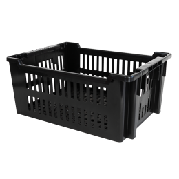 Stackable nestable openwork crate 400 x 300 x 175 mm - 14 L - black