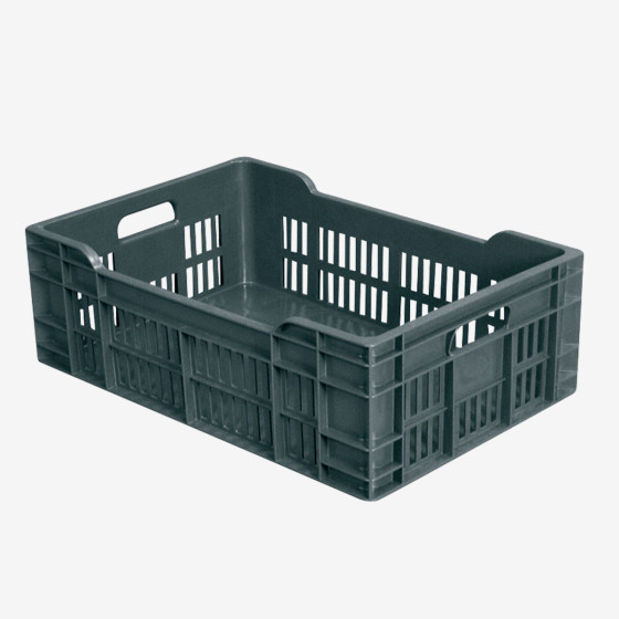 Perforated crate with solid bottom - 600 x 400