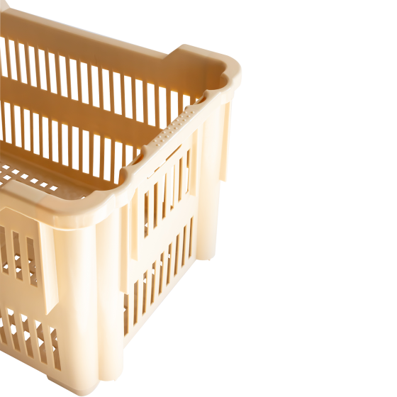 Caisse à viennoiseries ajourée empilable emboîtable 565 x 380 x 320 mm - 43 L - beige