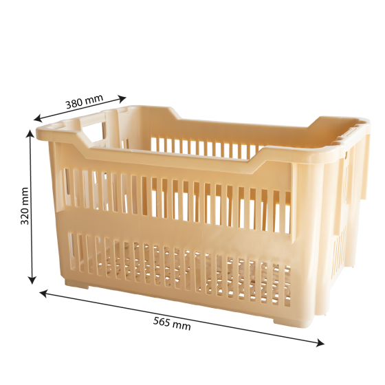 Caisse à viennoiseries ajourée empilable emboîtable 565 x 380 x 320 mm - 43 L - beige