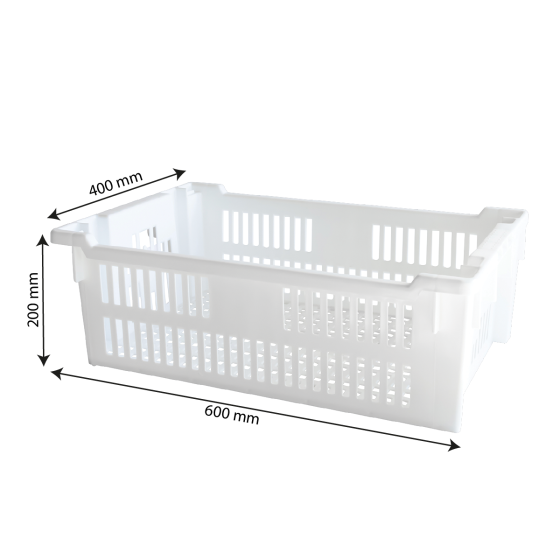 Perforated stackable nestable crate 600 x 400 x 200 mm - 30 L - 2 colours