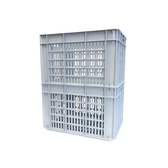 Stackable perforated crate with handles 500 x 400 x 330 mm - 48 L - grey