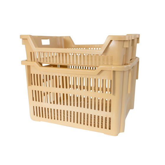 Stackable perforated pastry case 620 x 500 x 155 mm - 33 L - beige