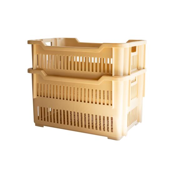 Caisse à viennoiseries ajourée empilable emboîtable 565 x 380 x 320 mm - 43 L - beige