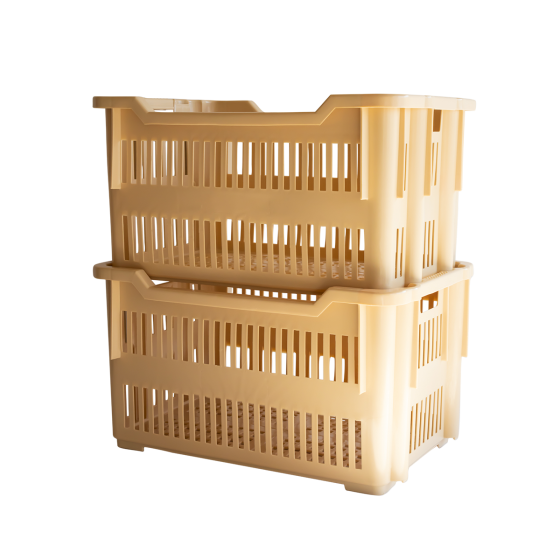 Caisse à viennoiseries ajourée empilable emboîtable 565 x 380 x 320 mm - 43 L - beige