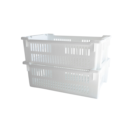 Perforated stackable nestable crate 600 x 400 x 200 mm - 30 L - 2 colours