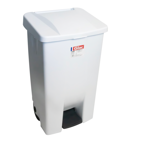 Poubelle à pédale économique 60 L, 80 L, 120 L - avec roues - blanc
