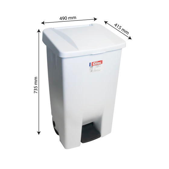 Poubelle à pédale économique 60 L, 80 L, 120 L - avec roues - blanc