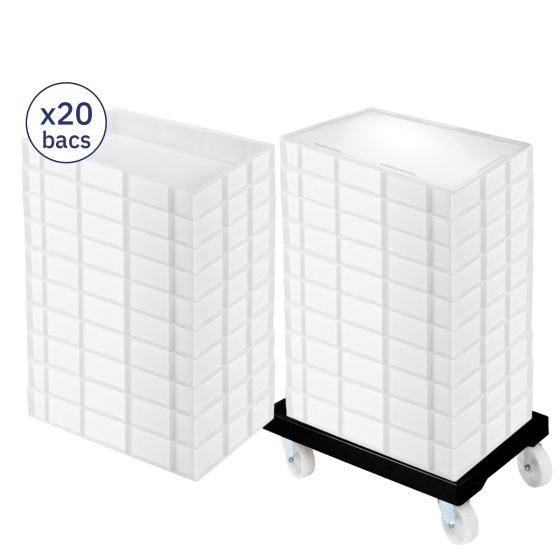Bundle rolling dolly, dough containers 15 L x20, and lid