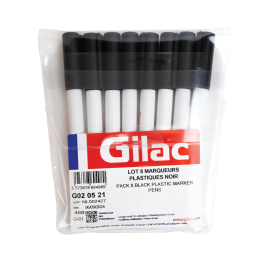 Pack of 8 water-erasable black markers