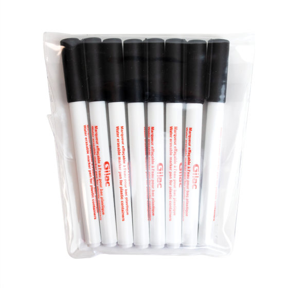 Pack of 8 water-erasable black markers