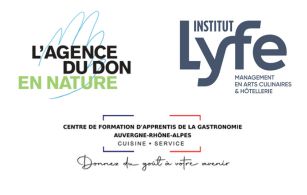 Nos partenaires : Agence du don en nature, Lyfe ex- Institut Paul Bocuse, CFA de la gastronomie
