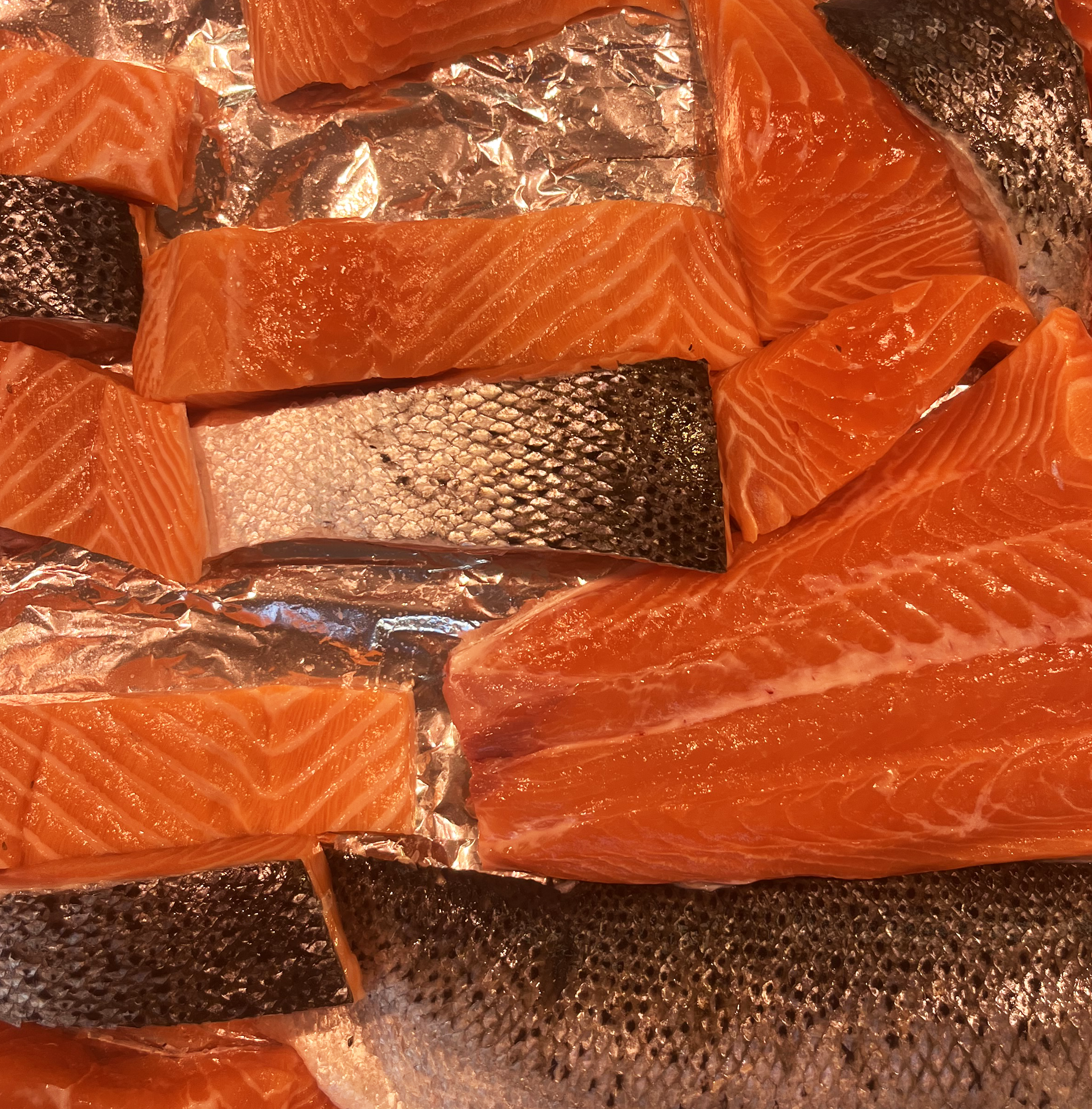 Filet de saumon en présentation sur le stand de Yannick Garnier