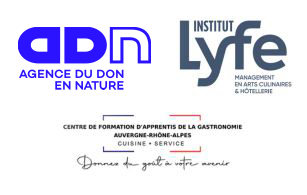 Nos partenaires : Agence du don en nature, Lyfe ex- Institut Paul Bocuse, CFA de la gastronomie