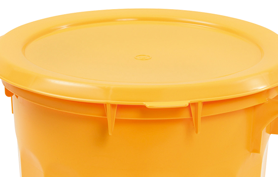 Couvercle jaune à poignée pour conteneur HACCP rond 50 Litres G6132